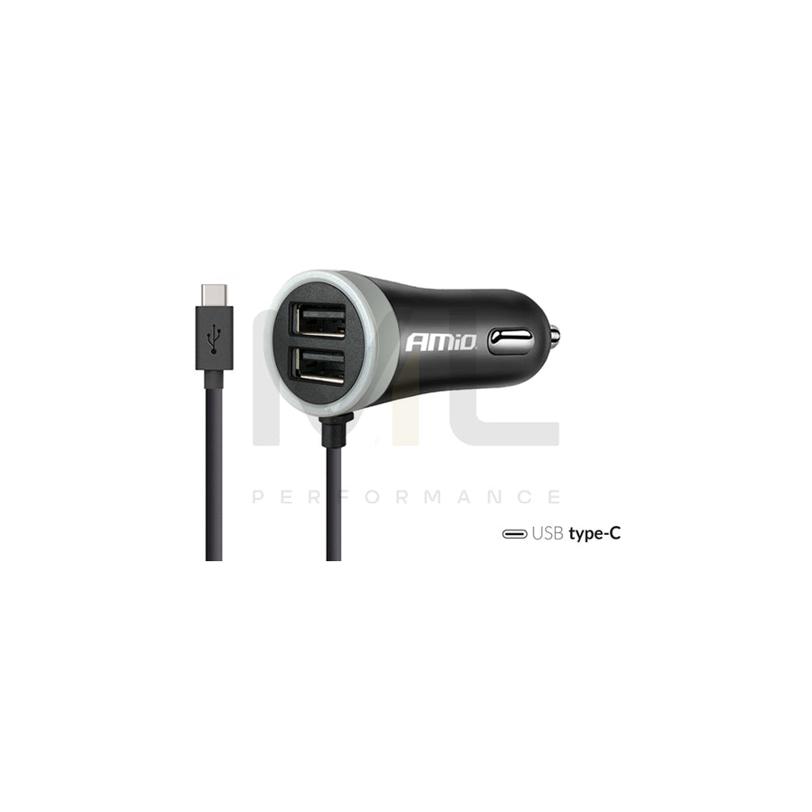 AMiO PCH PRO-03 02058 In-car charger Number of inlets/outlets: 2 USB; 1, with pipe, Black