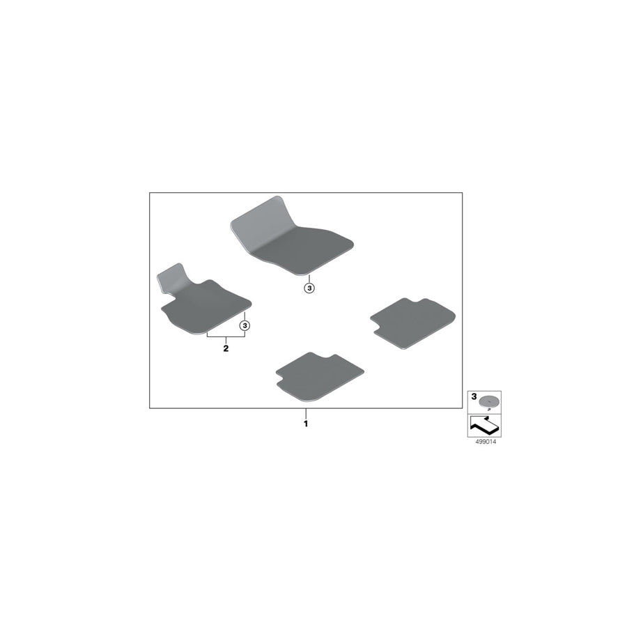 Genuine BMW 51479475224 F40 F44 Floor Mat, Driver Side NUSSBAUM (Inc. 118i, 116d & 220d)