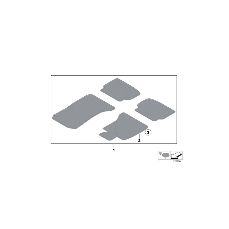 Genuine BMW 51479183388 F01 F04 Set Of Floor Mats Velours EVERESTGRAU (Inc. 730d, 740i & 760i)