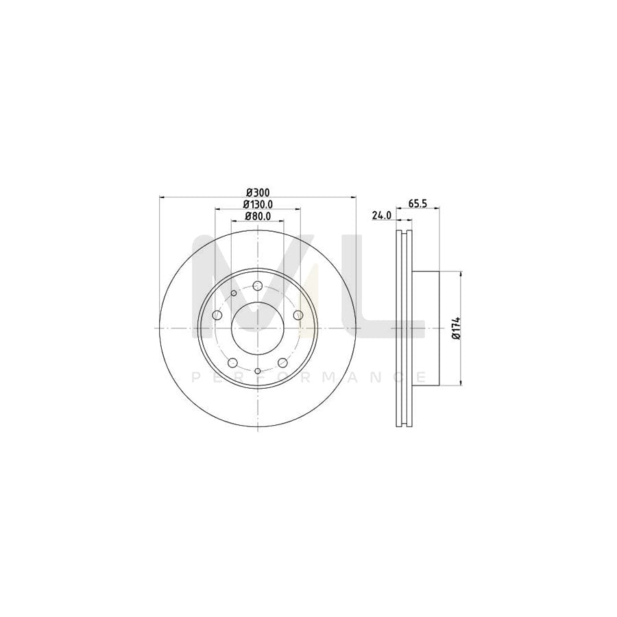 HELLA PRO 8DD 355 109-021 Brake Disc Internally Vented, Coated, without wheel hub, without wheel studs | ML Performance Car Parts