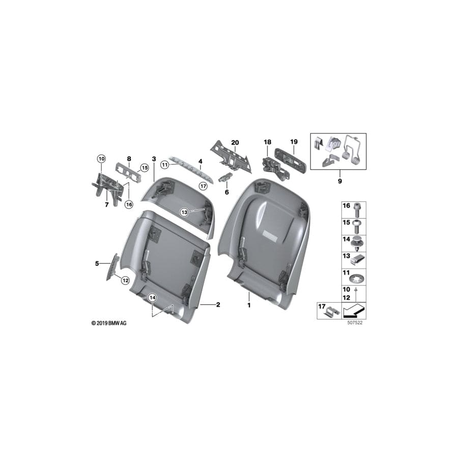 Genuine BMW 52107497167 G06 G05 G07 Rear Section, Comfort Seat, Upper CAN.BEIGE (Inc. X5 50iX, X6 40iX & X7 M50dX)