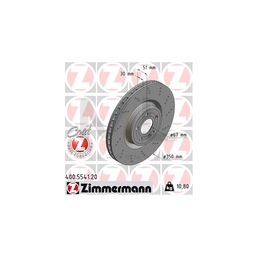 ZIMMERMANN 400.5541.20 Brake Disc Internally Vented, Perforated, Coated, High-carbon - 1 piece