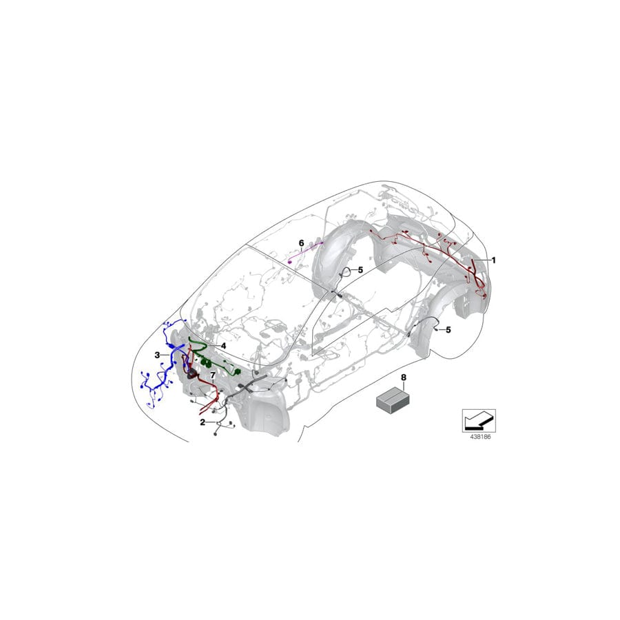 Genuine BMW 61129356000 Rep. Cable, Front Left (Inc. i3 94Ah Rex, i3 94Ah & i3 60Ah Rex)