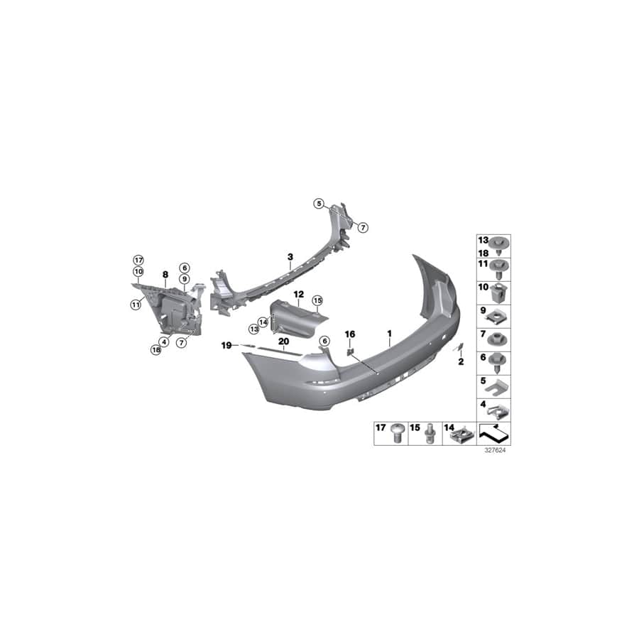 Genuine BMW 51122350423 F07 Set Of Mounts For Pdc Sensor, Rear (Inc. 528i, 550i & 535d)