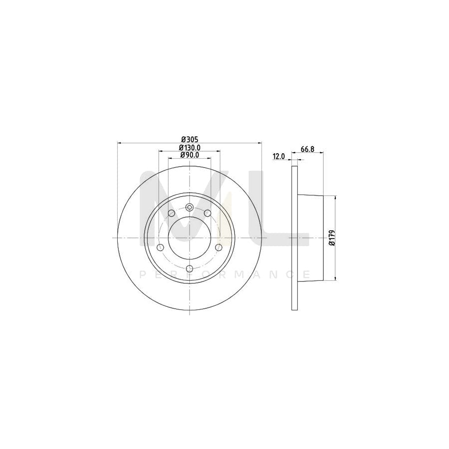 HELLA PRO 8DD 355 108-291 Brake Disc Solid, Coated, without wheel hub, without wheel studs | ML Performance Car Parts