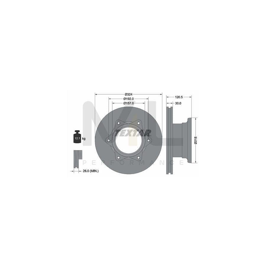 TEXTAR 93087700 Brake Disc suitable for MERCEDES-BENZ VARIO Internally Vented, without wheel hub, without wheel studs - 1 piece