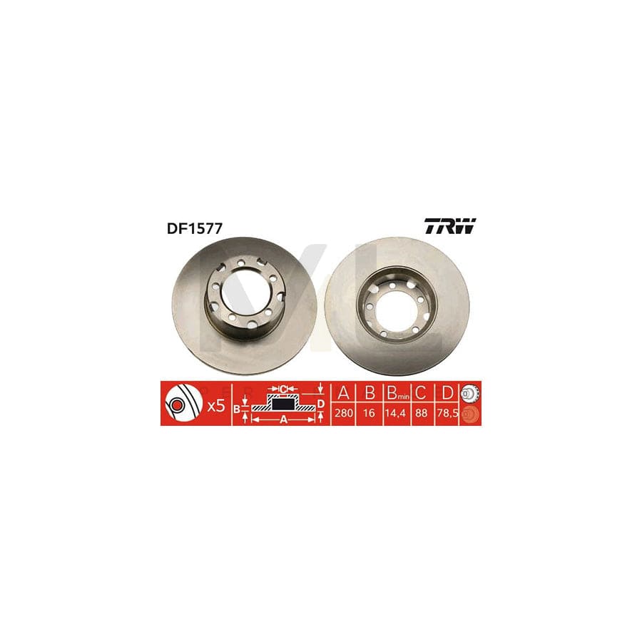 TRW DF1577 Brake Disc Solid, Painted - 1 piece