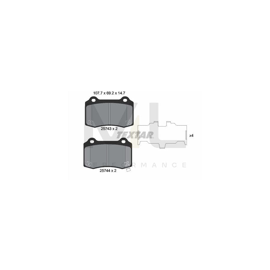 TEXTAR 2574301 Brake pad set with acoustic wear warning