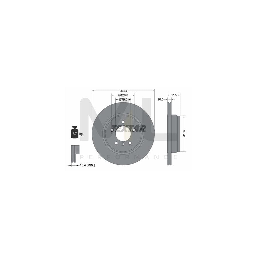 TEXTAR 92123100 Brake Disc for BMW 7 (E65, E66, E67) Externally Vented, without wheel hub, without wheel studs - 1 piece