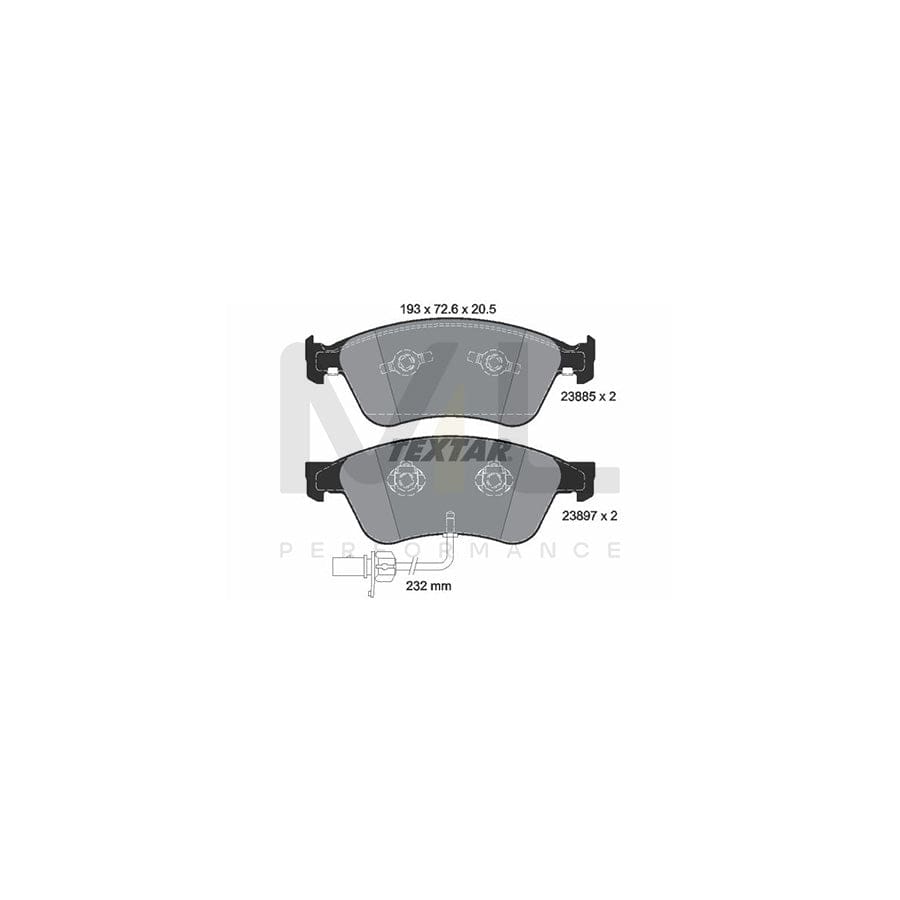 TEXTAR 2388501 Brake pad set with integrated wear warning contact