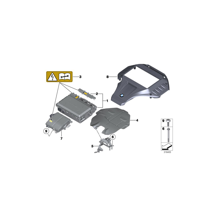 Genuine BMW 12367591648 E72 Cover For Power Electronic Converter (Inc. Hybrid X6)
