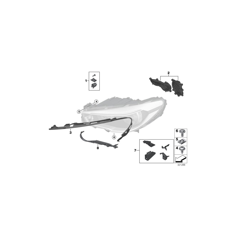 Genuine BMW 63117349293 F07 Guide Rail With Spring, Left (Inc. 528i, 535iX & 535dX)