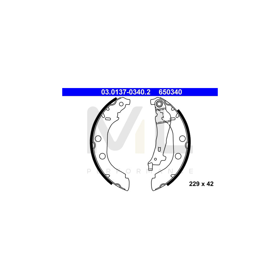 ATE 03.0137-0340.2 Brake Shoe Set for PEUGEOT 406 with lever