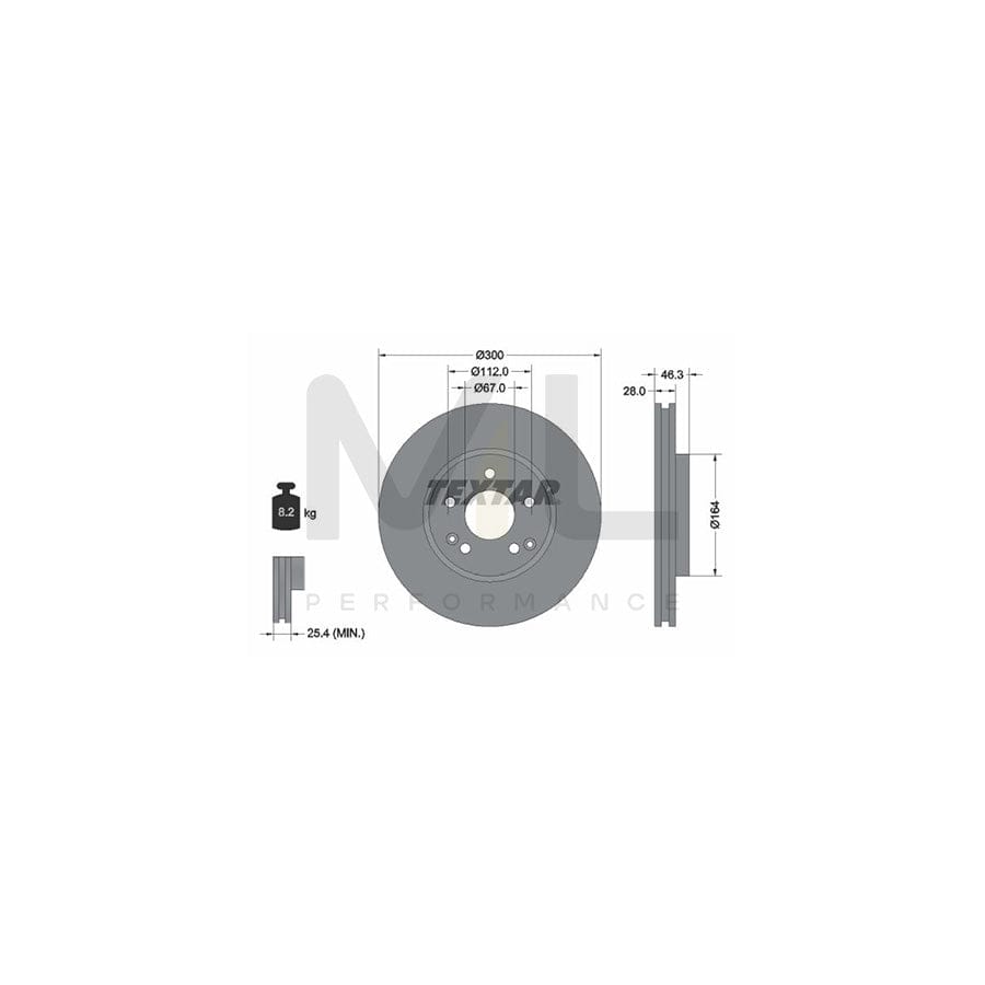 TEXTAR PRO 92106003 Brake Disc Internally Vented, Coated, without wheel hub, without wheel studs - 1 piece