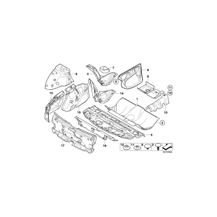 Genuine BMW 51487039411 E61 E60 Front Left Sound Insulatng Wheel Housing (Inc. 530xi, 530d & 525xd)