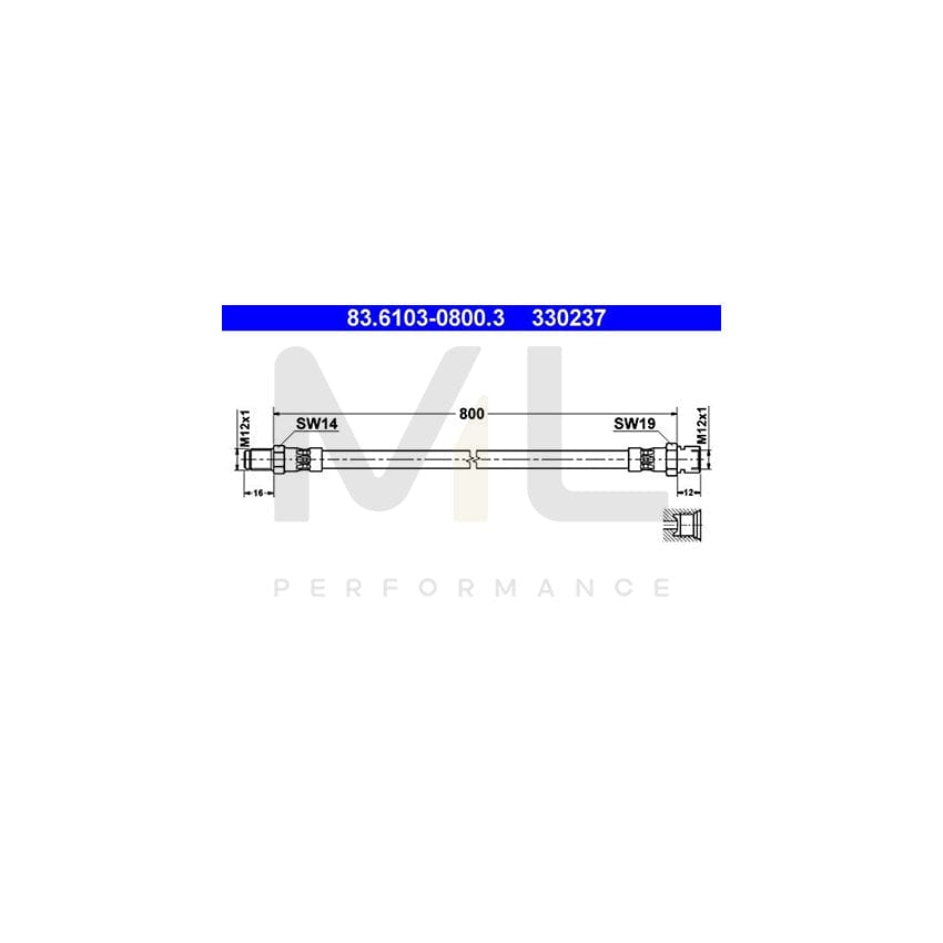 ATE 83.6103-0800.3 Brake Hose 800mm, M12x1