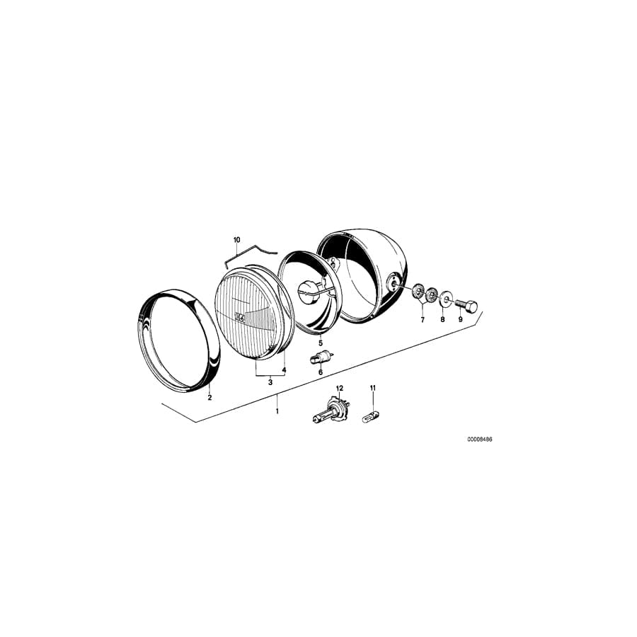 Genuine BMW 63121243533 Headlight H4 (Inc. R65, R65LS & R45/N)