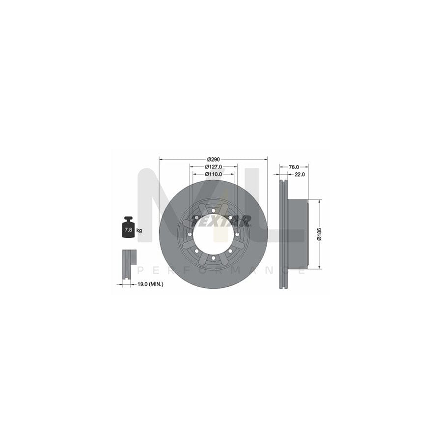 TEXTAR 92322303 Brake Disc Internally Vented, Coated, without wheel hub, without wheel studs - 1 piece