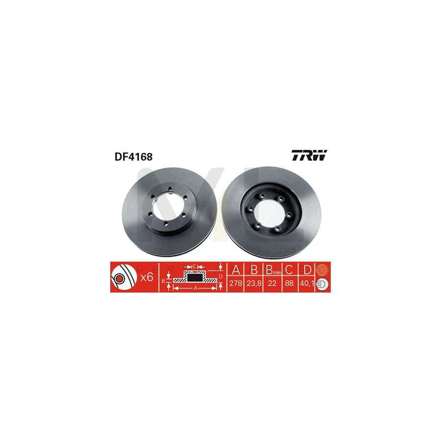TRW DF4168 Brake Disc Vented, Painted - 1 piece
