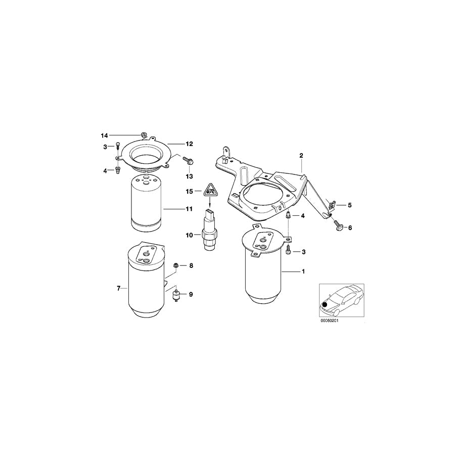 Genuine BMW 64538372989 E39 Dryer-Evaporator Pressure Hose Assy (Inc. 540i, 540iP & 528i)