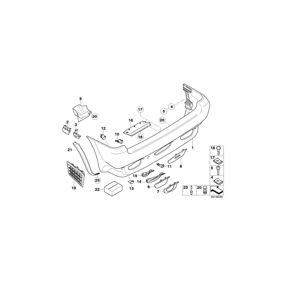 Genuine BMW 51127027046 E53 Bumper Trim Panel, Primed, Rear (Inc. X5)