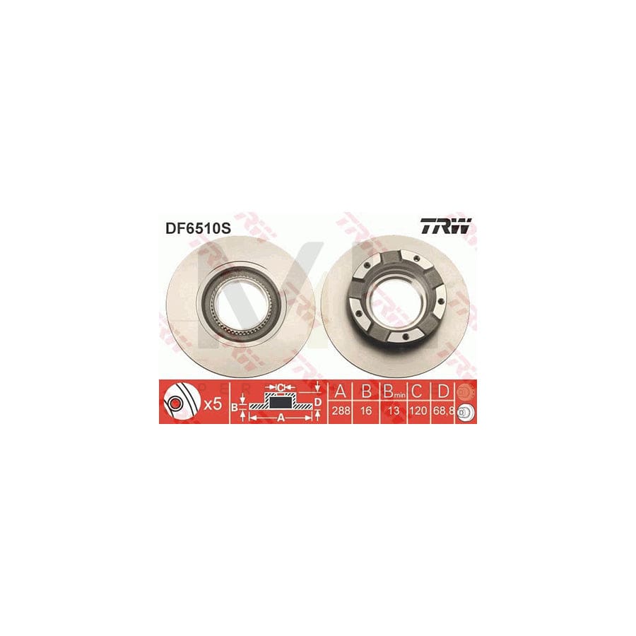 TRW DF6510S Brake Disc Solid, Painted - 1 piece