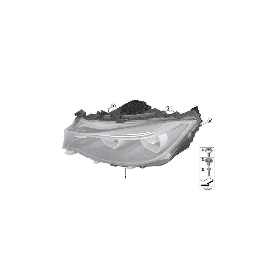 Genuine BMW 63117470424 F34 Headlight, Led, Ahl, Right (Inc. 330iX & 340iX)