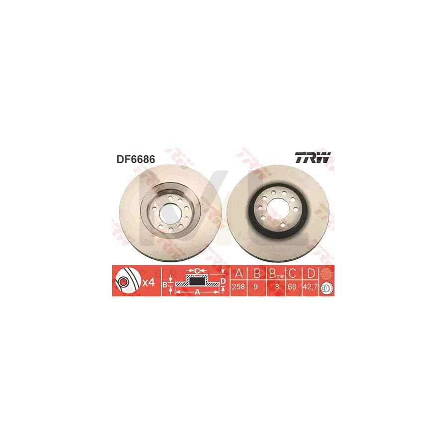 TRW DF6686 Brake Disc for SUZUKI IGNIS Solid, Painted - 1 piece