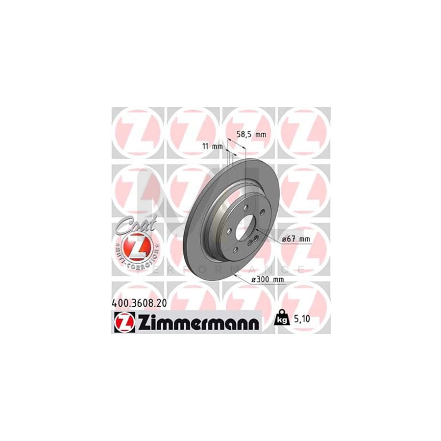 ZIMMERMANN COAT Z 400.3608.20 Brake Disc suitable for MERCEDES-BENZ S-Class Solid, Coated, High-carbon - 1 piece