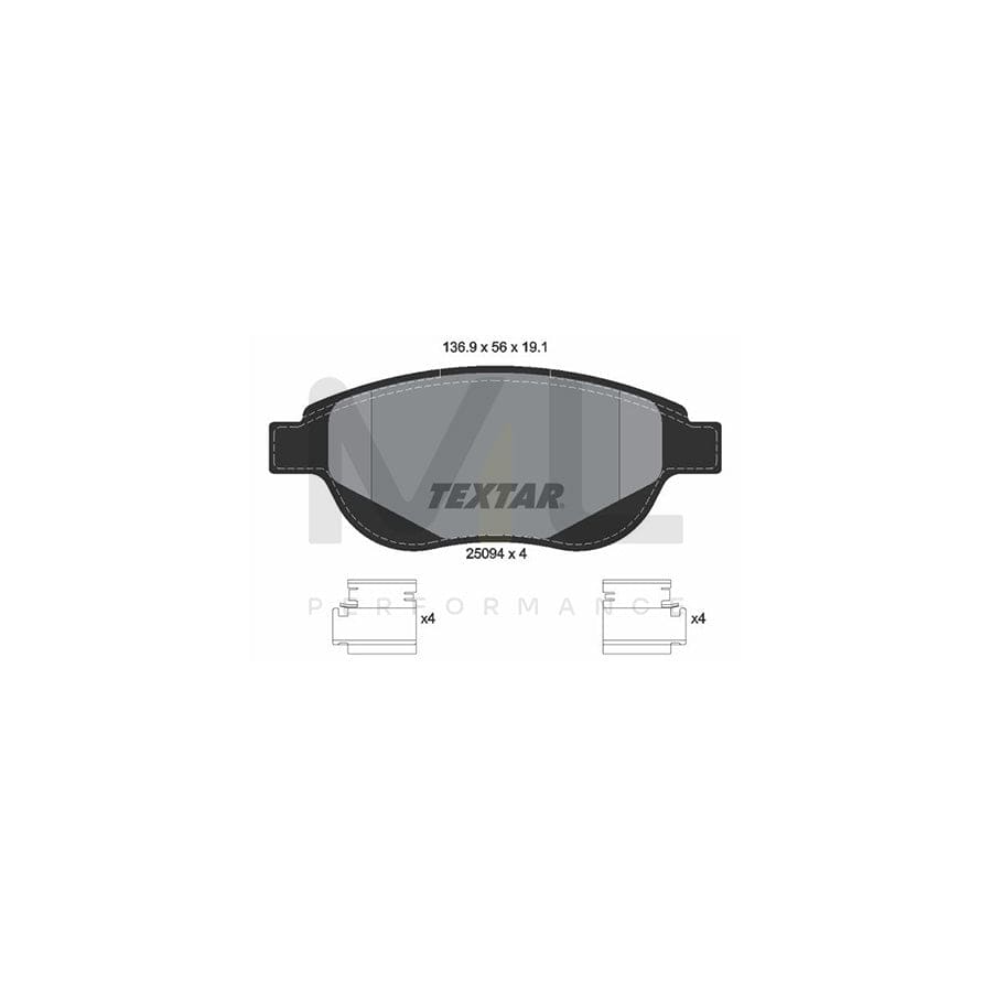 TEXTAR 2509401 Brake pad set not prepared for wear indicator