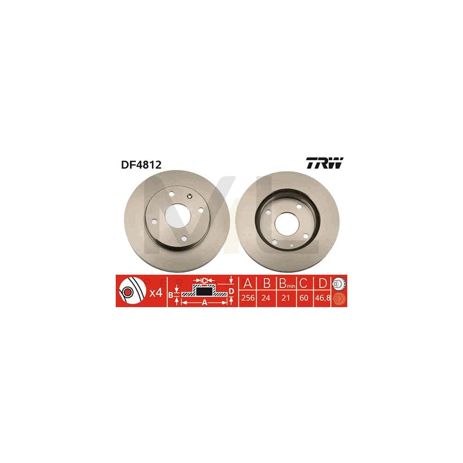 TRW DF4812 Brake Disc Vented, Painted - 1 piece