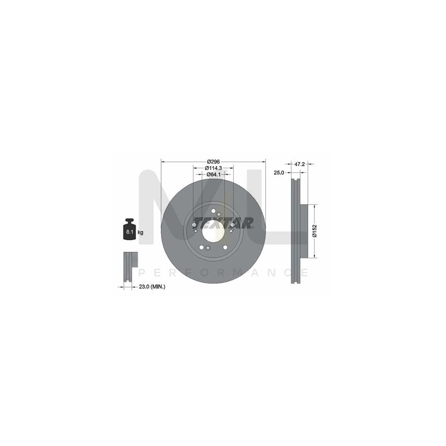 TEXTAR 92195000 Brake Disc for HONDA ACCORD Internally Vented, without wheel hub, without wheel studs - 1 piece