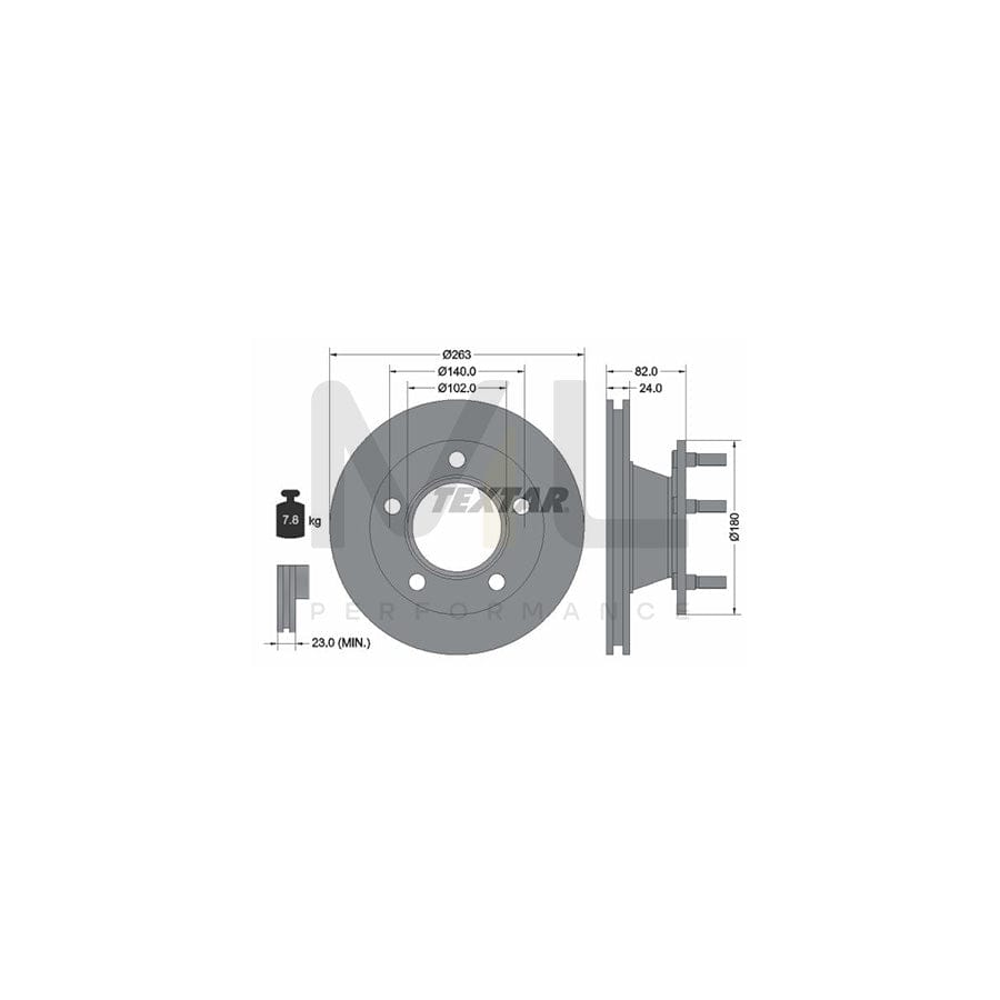 TEXTAR 92087300 Brake Disc Internally Vented, with wheel studs, without wheel hub - 1 piece