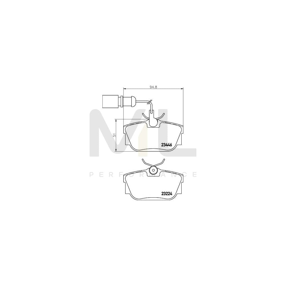 Hella 8DB 355 018-571 Brake Pad Set With Integrated Wear Warning Contact, With Brake Caliper Screws, With Accessories | ML Performance Car Parts