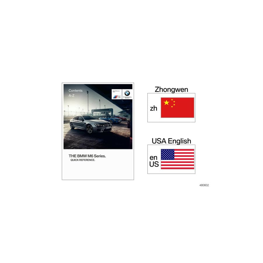Genuine BMW 01402662609 F06 F13 Quick Reference Card F06M ENUS (Inc. M6)