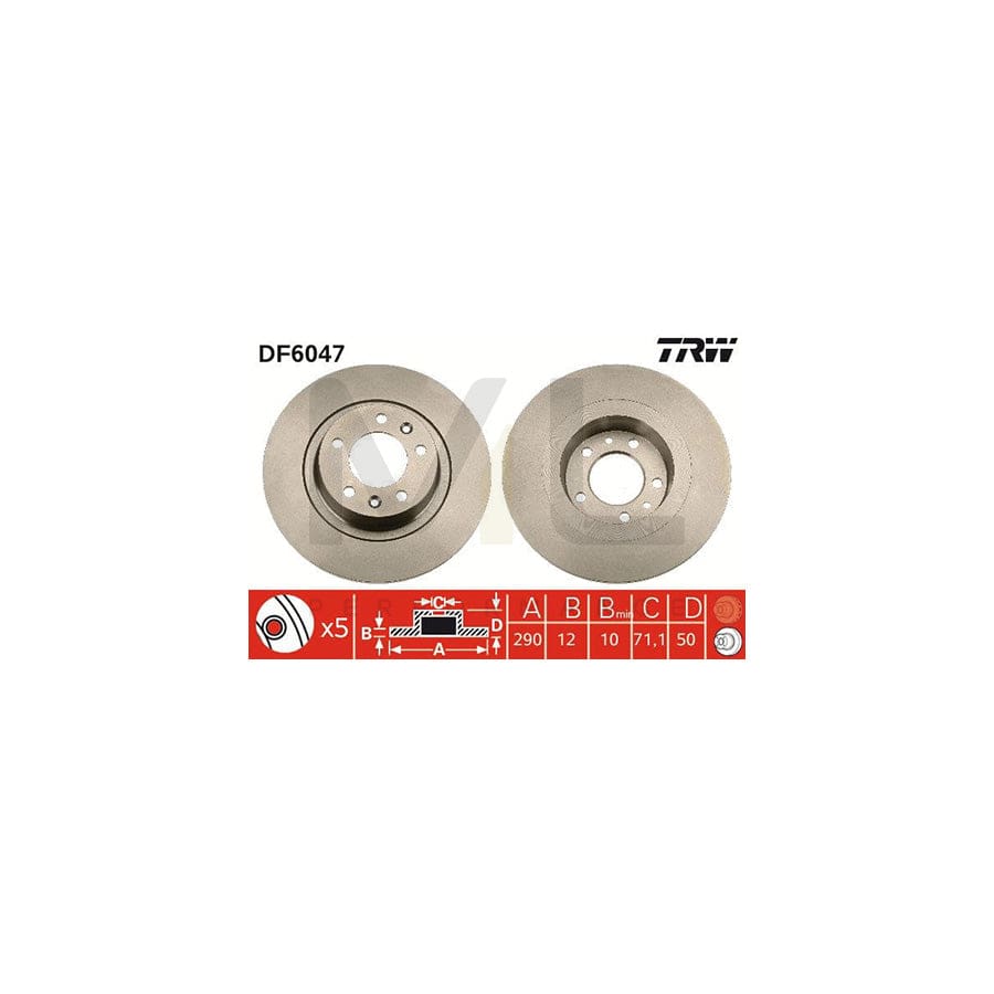 TRW DF6047 Brake Disc for PEUGEOT 407 Coupe Solid, Painted - 1 piece