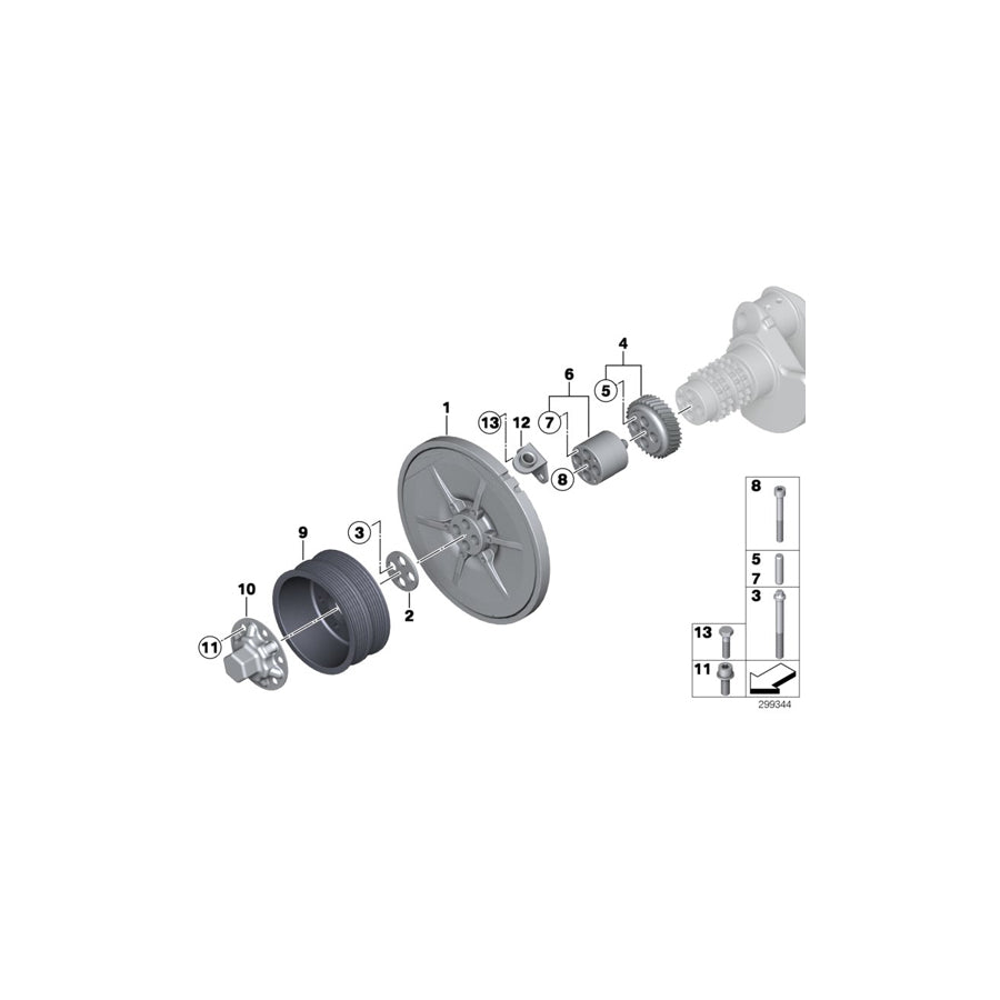 Genuine BMW 07129906223 E90 E92 Isa Screw With Washer M8X22-ZNNIV SI (Inc. M3)