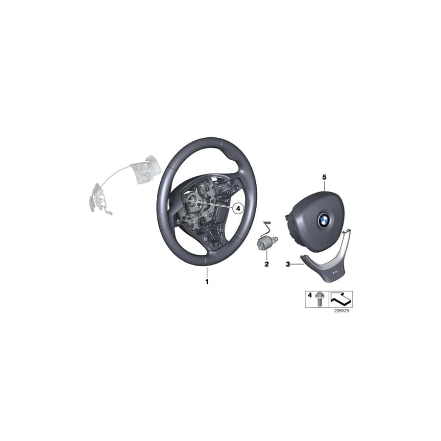 Genuine BMW 32337851401 F01 F02 M Sprt St. Wheel, Leather, Shift Paddles (Inc. 740Li, 740dX & 740d)