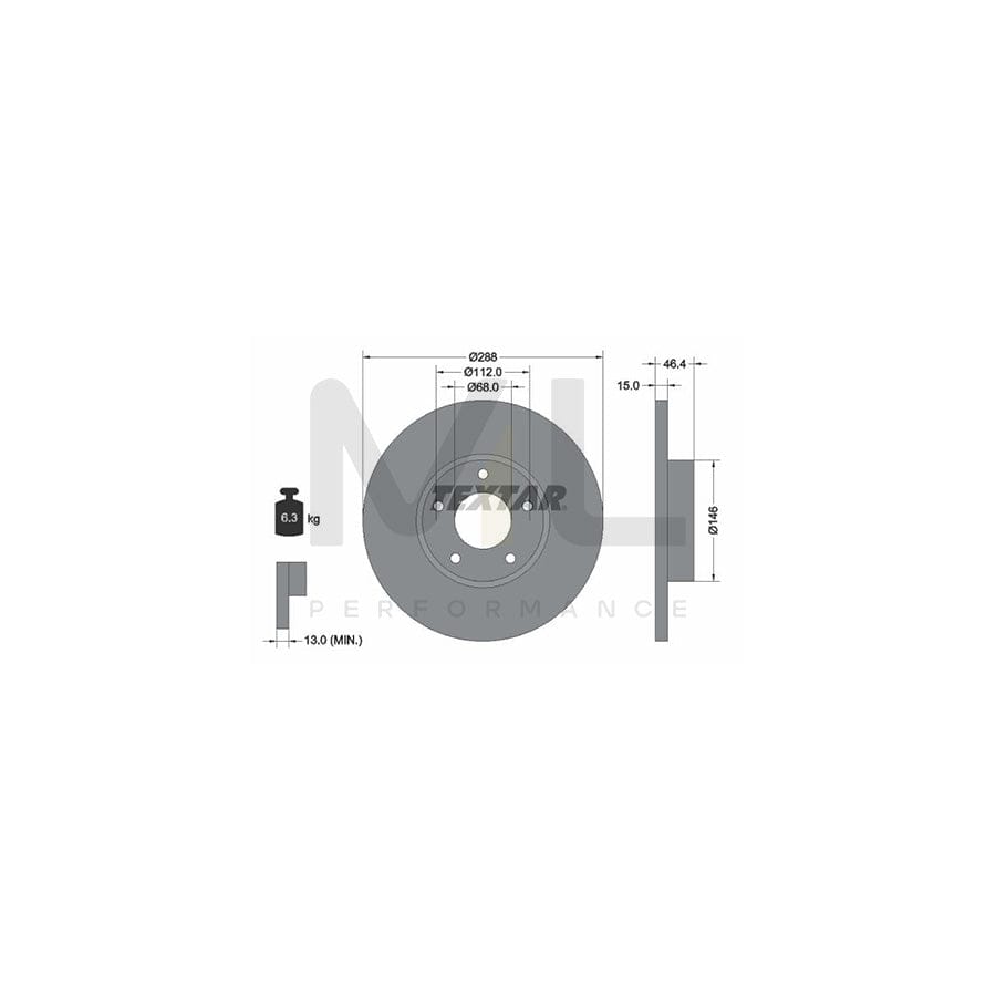 TEXTAR PRO 92057403 Brake Disc Solid, Coated, without wheel hub, without wheel studs - 1 piece