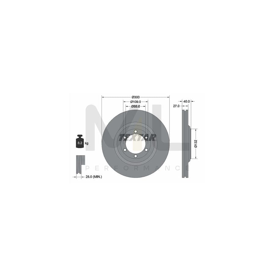 TEXTAR PRO 92282403 Brake Disc Internally Vented, Coated, without wheel hub, without wheel studs - 1 piece
