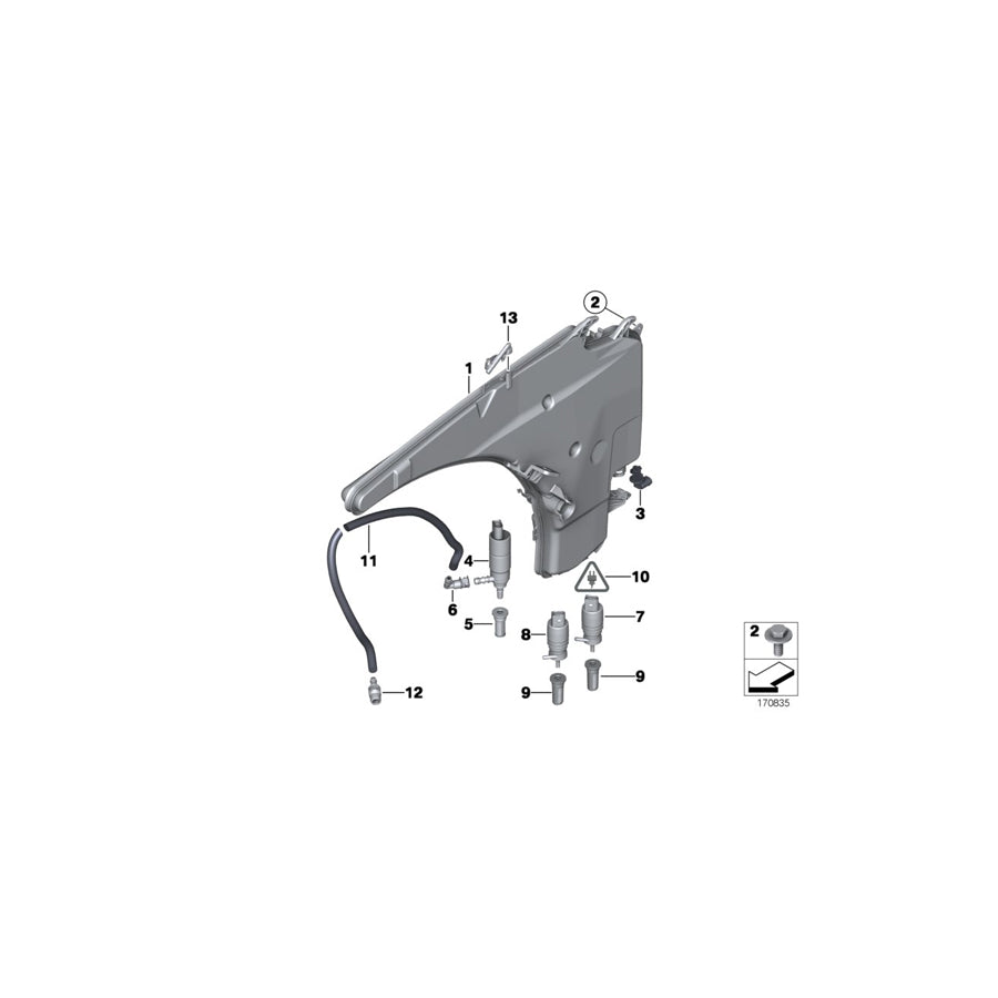 Genuine BMW 67128362154 E67 Drophead Wash Pump (Inc. 730i, 120d & 118d)