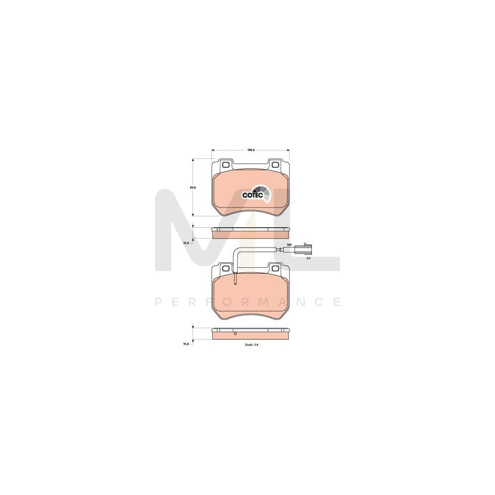 TRW Cotec Gdb1904 Brake Pad Set Incl. Wear Warning Contact