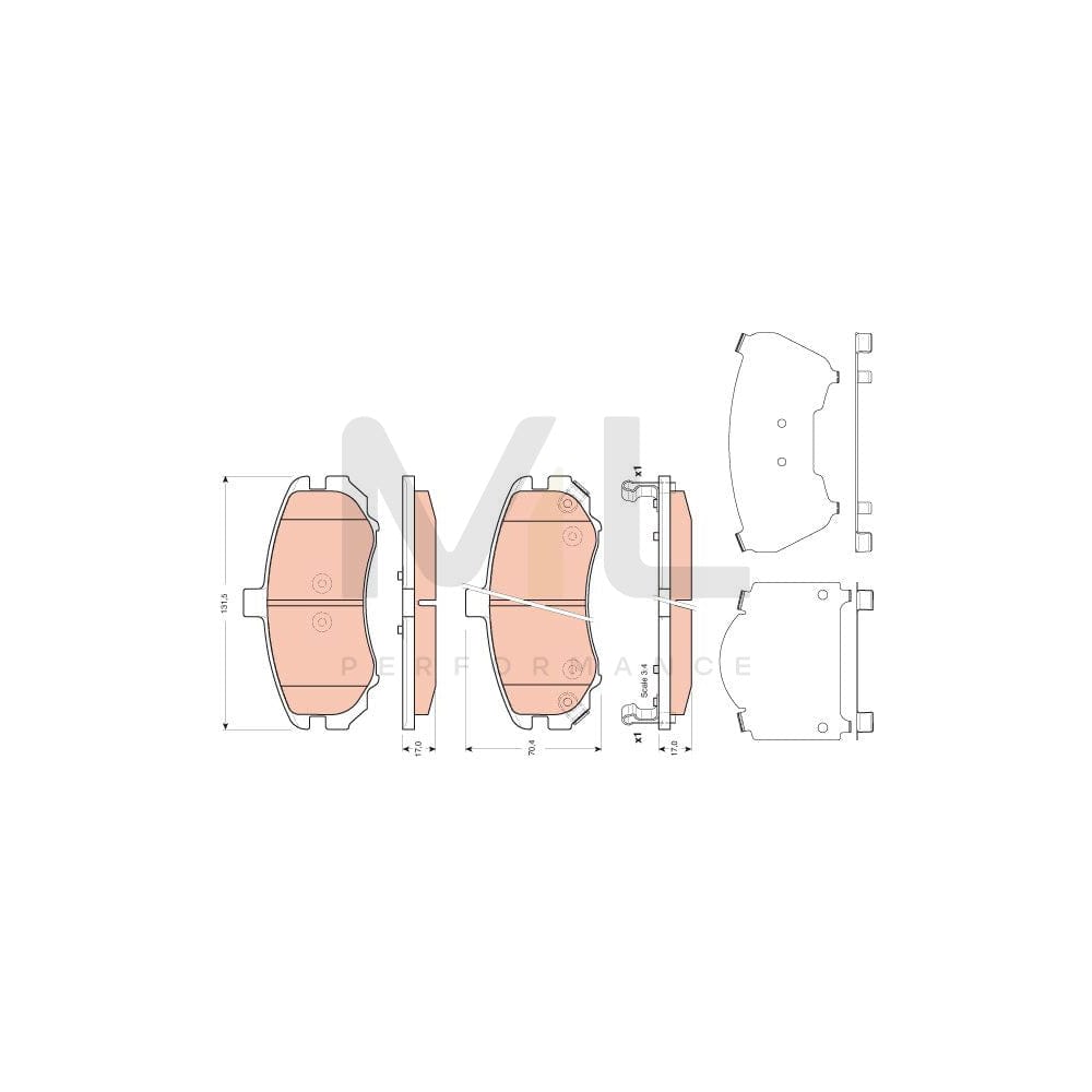 TRW Gdb3431 Brake Pad Set For Hyundai Elantra With Acoustic Wear Warning