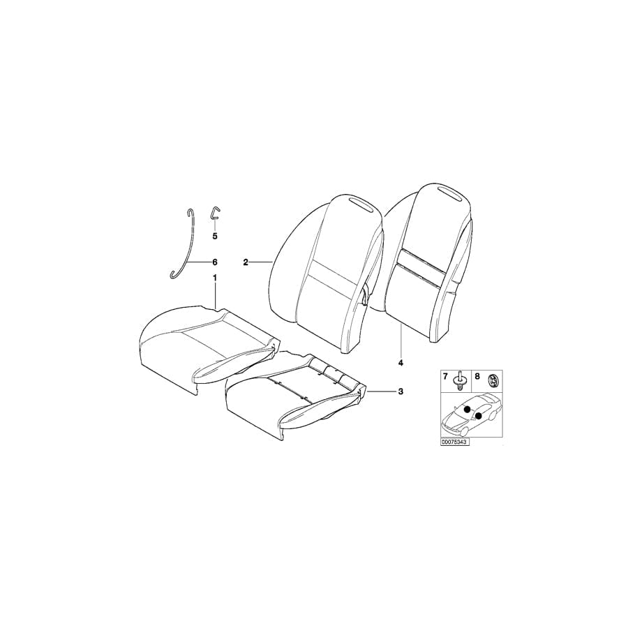 Genuine BMW 52108025867 E52 Seat Cover Leather Left SCHWARZ/SCHWARZ (Inc. ALPINA V8)