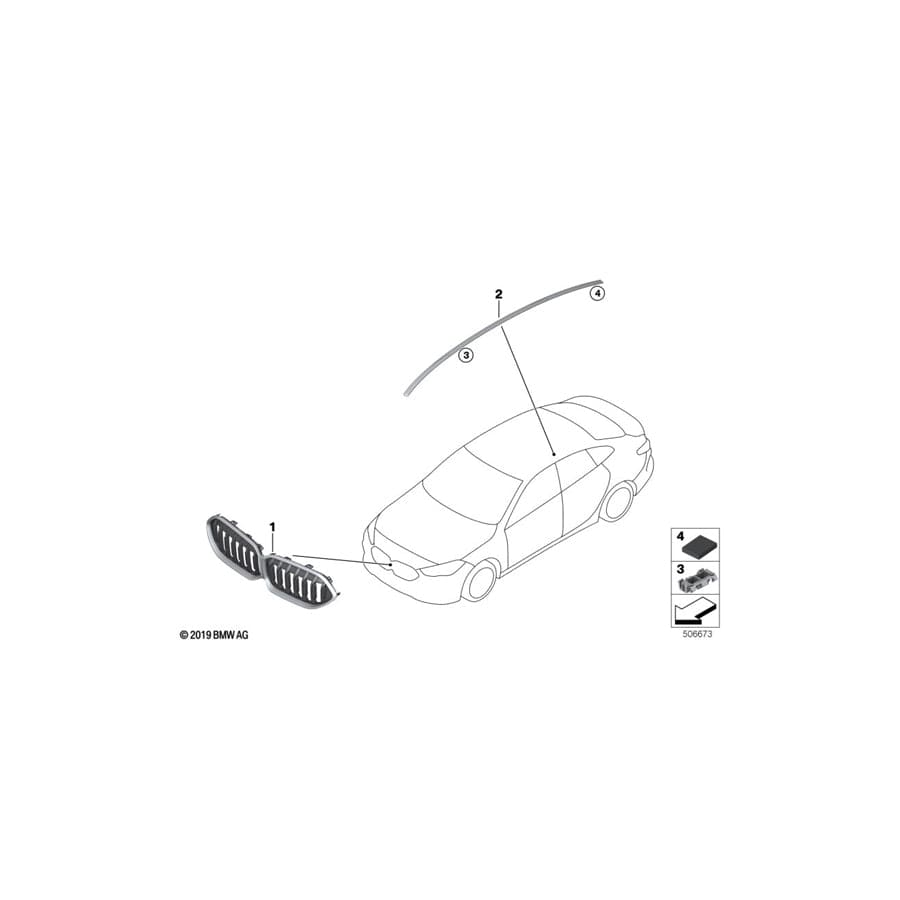 Genuine BMW 51137224104 F44 Roof Molding Prime-Coated Right (Inc. M235iX, 228iX & 218i)