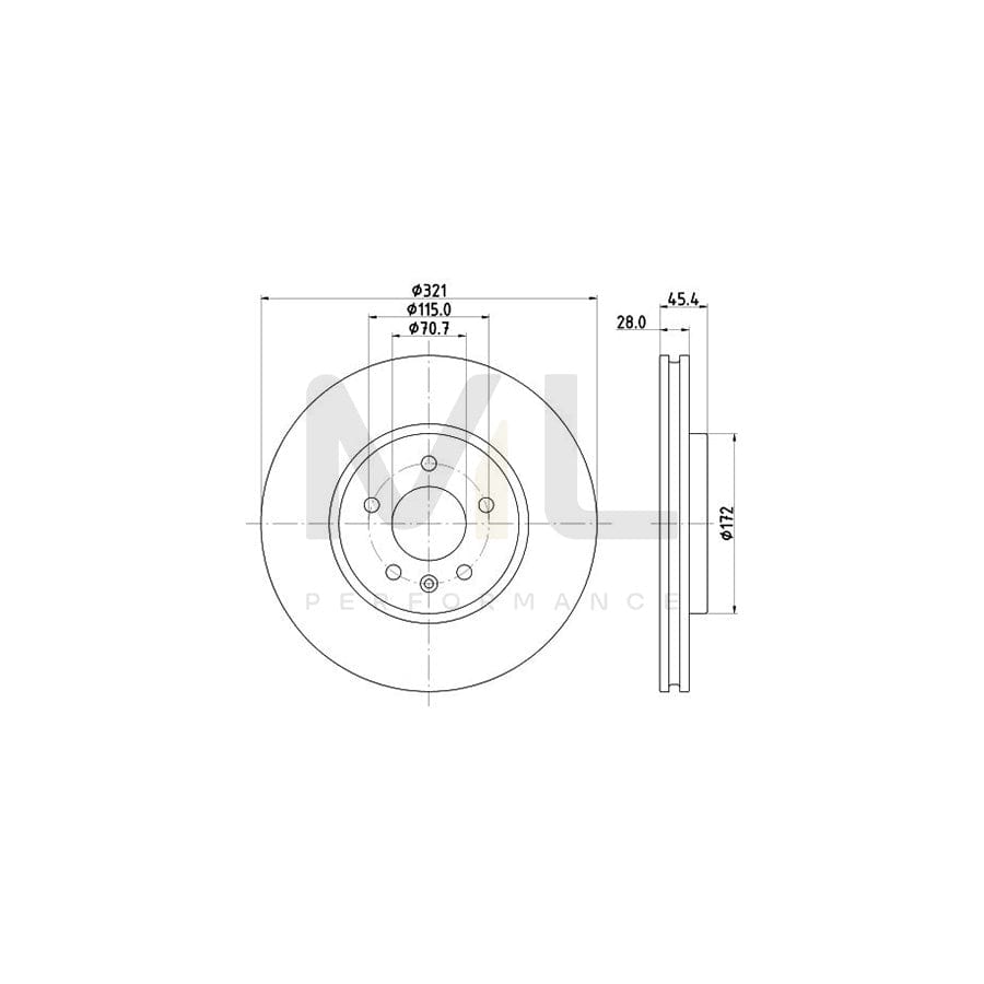 HELLA 8DD 355 132-171 Brake Disc Internally Vented, Coated, High-carbon, without wheel hub, without wheel studs | ML Performance Car Parts