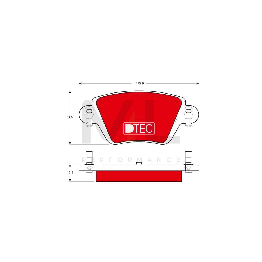 TRW Dtec Cotec Gdb1525Dte Brake Pad Set With Acoustic Wear Warning, With Brake Caliper Screws, With Accessories