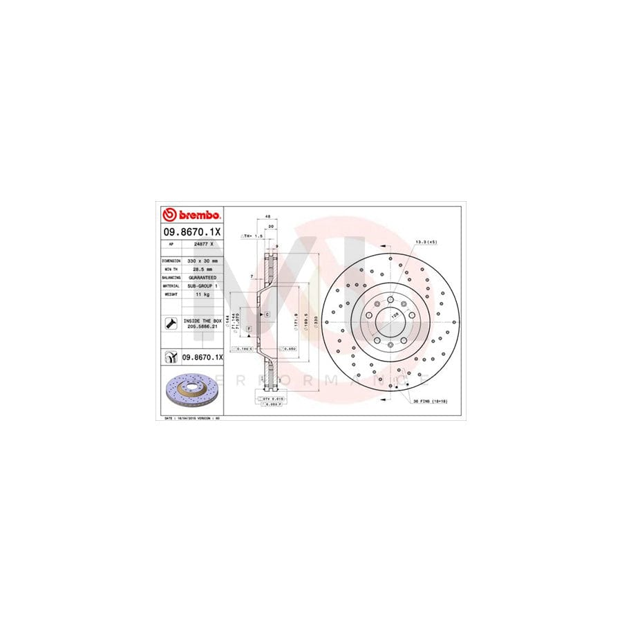 brembo-xtra-line-09-8670-1x-brake-disc-perforated-vented-coated-high-carbon-with-bolts-screws