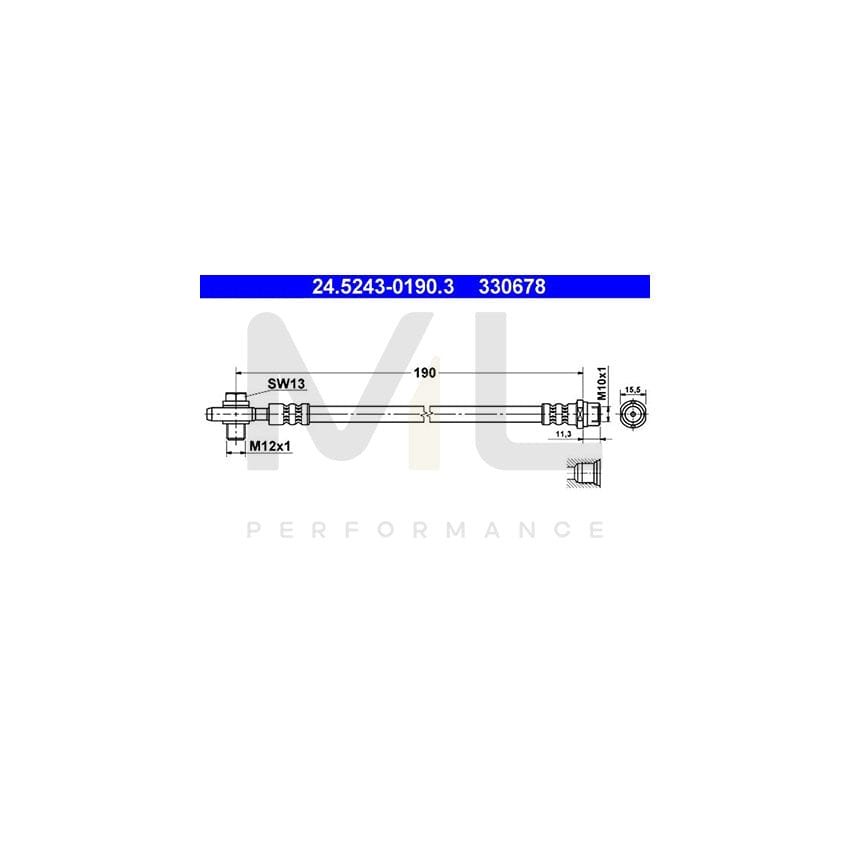 ATE 24.5243-0190.3 Brake Hose for VW PASSAT 190mm, M10x1