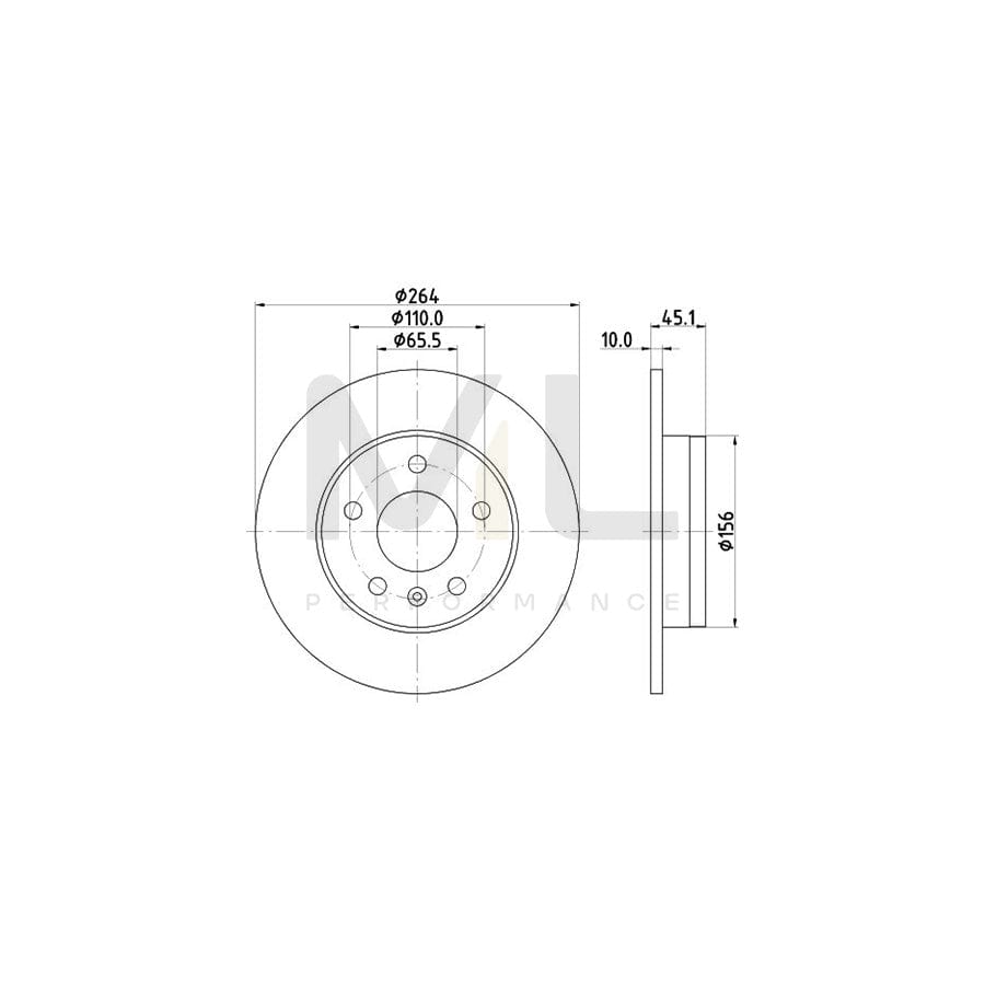 HELLA PRO 8DD 355 122-821 Brake Disc Solid, Coated, without wheel hub, without wheel studs | ML Performance Car Parts